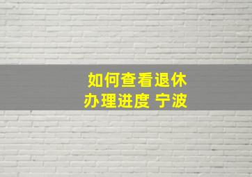 如何查看退休办理进度 宁波